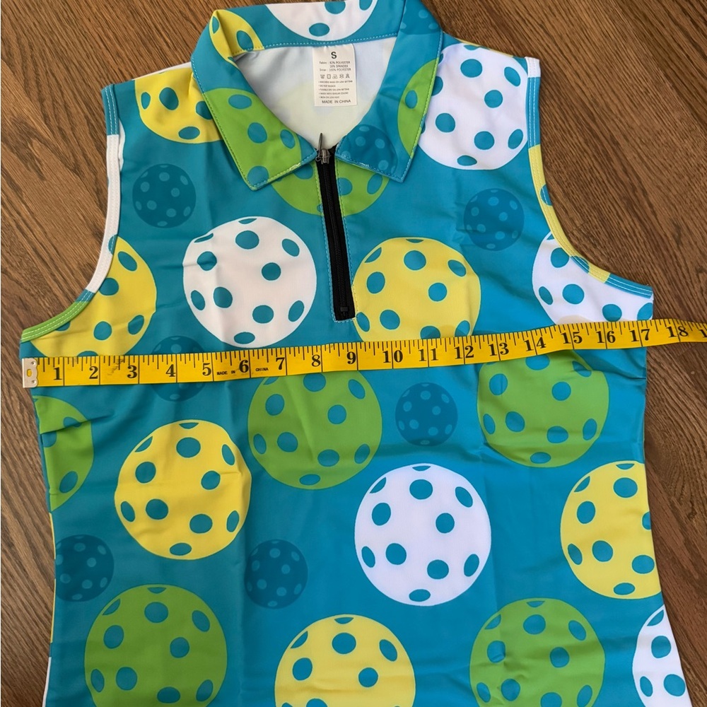 Polka Dot Sleeveless Polo Shirt pickleball tennis tank top women small